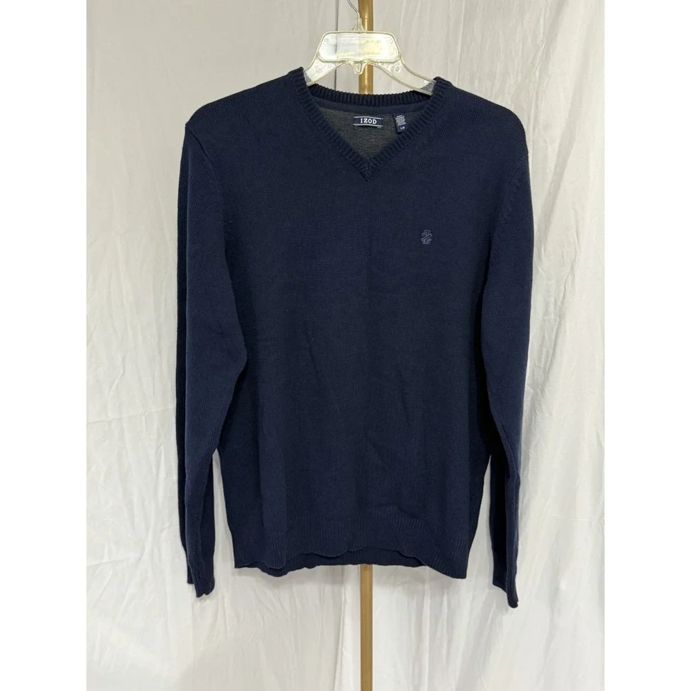 IZOD‎ Mens Blue V-Neck Premium Essentials Sweater Large
